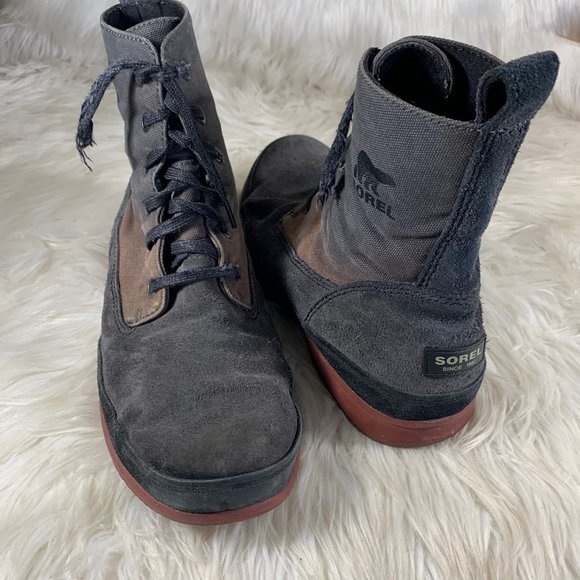 Sorel Other - Sorel Grey Canvas Military Boots Size 11 Lace Up